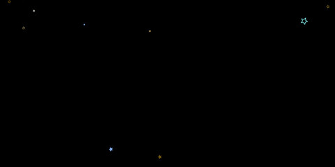 Gold, Blue stars, sprocket, shiny confetti. 