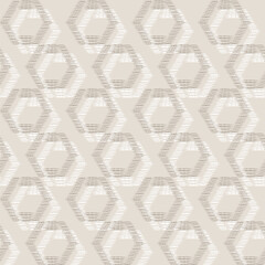 abstract stylish beige white background hand drawn linear hexagons vector seamless pattern design