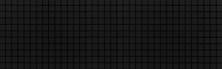 Panorama of Black mosaic tile pattern and seamless background