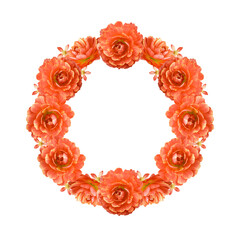 花フレーム　オレンジ色のラナンキュラス