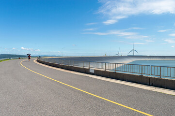 The Landscapes of Lam Takhong Reservoir and electricity generating turbines  Khao Yai Thiang mountain, Thailand, Nakhon Ratchasima Province.