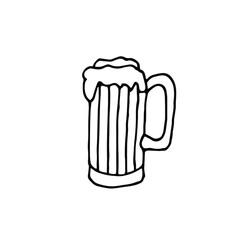 hand drawn beer mug with foam isolated black white - beer logo emblem sign oktoberfest logotype, light, bar, 