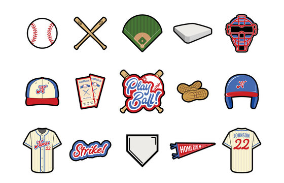 Baseball Vector Icon Set - Color