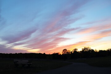 sunset in park