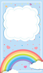 Blank banner with rainbow sky theme on blue background