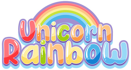 Unicorn rainbow logo in pastel color with cute rainbow