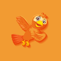 Cute orange bird cartoon character