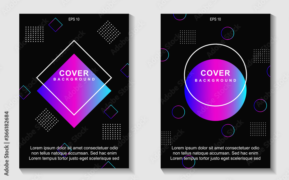 Poster trendy gradient cover design abstract geometric background with dynamic soft colorful. creative liqu