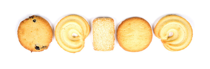 Danish butter cookies, butter cookies on white