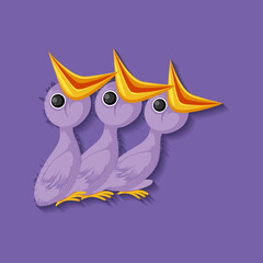 Purple chick cartoon character