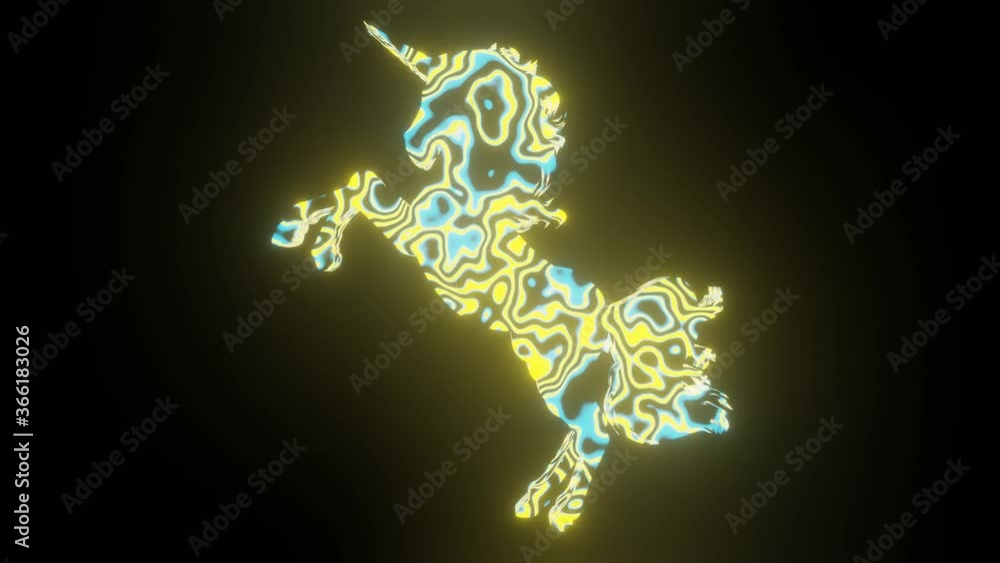Aufkleber hd video of beautiful texture or pattern formation on the majestic unicorn body shape, isolated on b