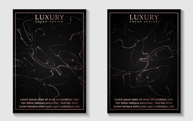 Collection of luxury covers design template with elegant rose gold element. Vector layout premium vip style for books, magazines, catalogs, poster celebration, flyer anniversary, package