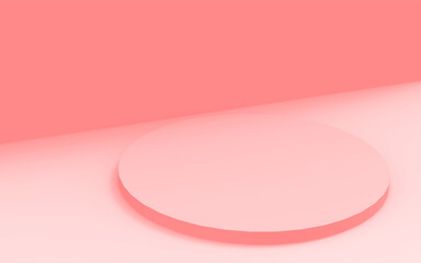 3d pink cylinder podium minimal studio background. Abstract 3d geometric shape object illustration render. Display for valentine product.