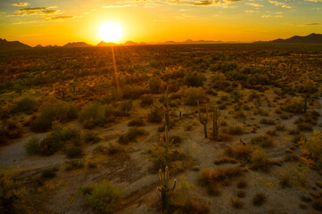 Sunset over the Sonoran Desert National Monument, Maricopa County, Arizona.