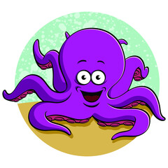 Funny Octopus with background illustration vector