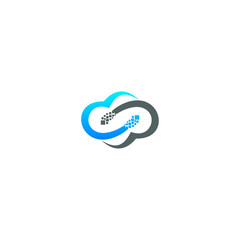 cloud database connection blue logo