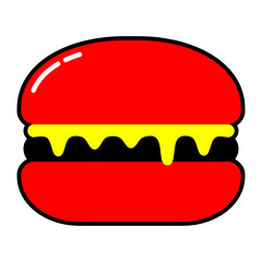 burger with a red ribbon