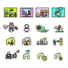 Work from Home icons set,Vector