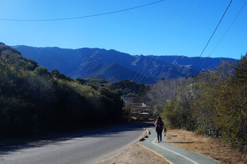Fototapeta na wymiar Hiking on a sunny morning near Merlo, San Luis, Argentina 