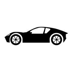 silhouette Sport car icon on white background for logo vehicle branding. View from side. vector illustration