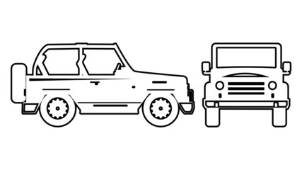 silhouette SUV car for vehicle branding. View from side and front. vector illustration