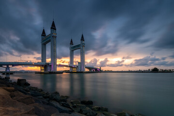 Dawn bridge at sunset time