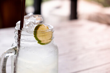 Lemonade soda on a wooden table