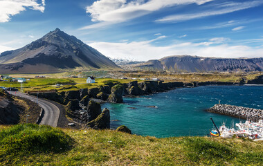 Impressive summer view at sunny day of Iceland. Wonderful nature of Iceland. Typical Icelandic...