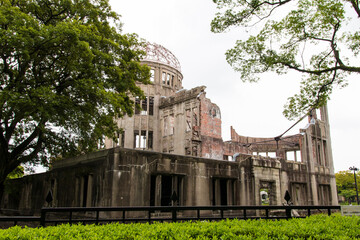 Hiroshima,Japan-July 2019: Hiroshima Peace Memorial Park Atomic Bomb Dome famous tourist spot