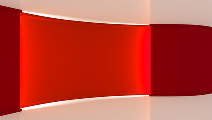 Obraz premium Tv Studio. Backdrop for TV shows. News studio. The perfect backdrop for any green screen or chroma key video or photo production. 3D rendering.