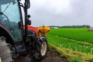 Fototapeta premium a tractor ready for farming for the farming season.