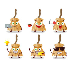 Obraz premium Witch broom cartoon character with various types of business emoticons