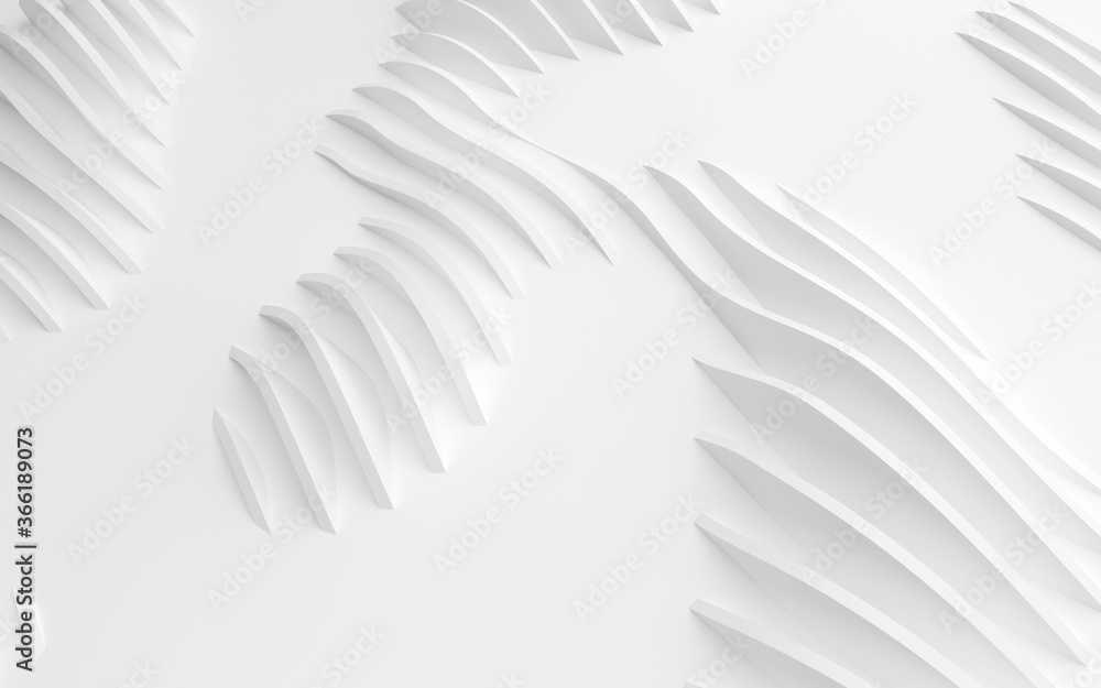 Wall mural abstract curved shapes. white circular background.