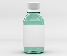 Glass pill bottle. Vaccine. 3d render