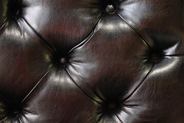 Brown leather upholstery pattern texture background. Vector vintage royal sofa leather upholstery...