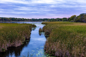 Sunset at a lake in  Minneapolis