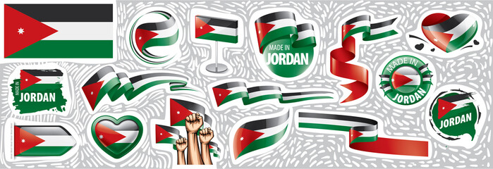 Vector set of the national flag of Jordan in various creative designs