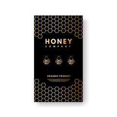 Vector social media story gold gradient honey bees. Design template, background, banner, blank, poster, advertising. Isolated on white background.