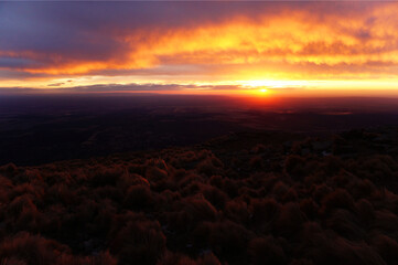 sunset viewed from Mirador de los condores, near Merlo, San Luis, Argentina   