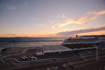 marseille passenger port at sunset