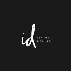 I D ID Initial handwriting or handwritten logo for identity. Logo with signature and hand drawn style.