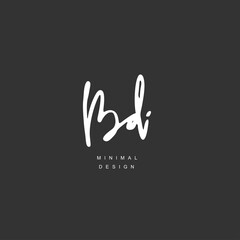 B D BD Initial handwriting or handwritten logo for identity. Logo with signature and hand drawn style.