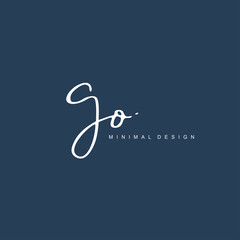 G O GO Initial handwriting or handwritten logo for identity. Logo with signature and hand drawn style.
