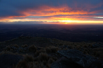 sunset viewed from Mirador de los condores, near Merlo, San Luis, Argentina   