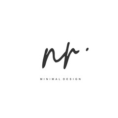 N R NR Initial handwriting or handwritten logo for identity. Logo with signature and hand drawn style.