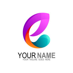 Letter E logo and colorful design vector, 3d logos