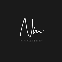 N M NM Initial handwriting or handwritten logo for identity. Logo with signature and hand drawn style.