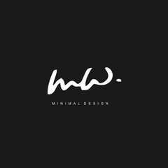 M W MW Initial handwriting or handwritten logo for identity. Logo with signature and hand drawn style.