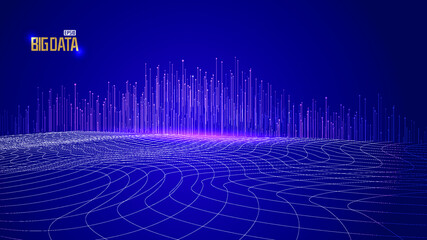 Naklejka premium Vector abstract 3D big data visualization. Futuristic infographics aesthetic design. Visual information complexity. Social network or business analytics representation