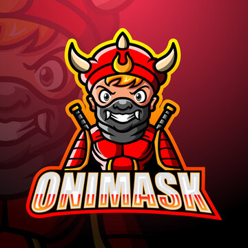 Oni mask mascot esport logo design